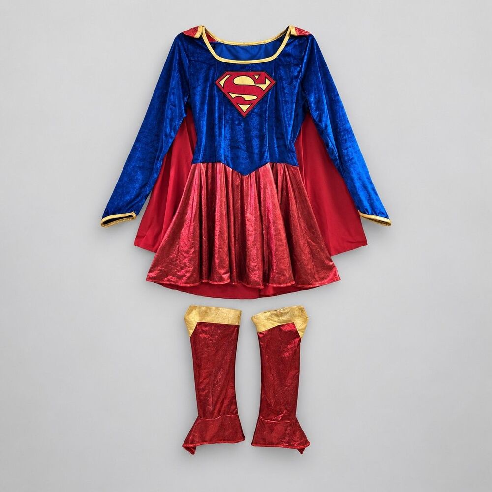 Rubies Supergirl Deluxe Costume Juniors Large Dress Cape Boot Covers Superhero
